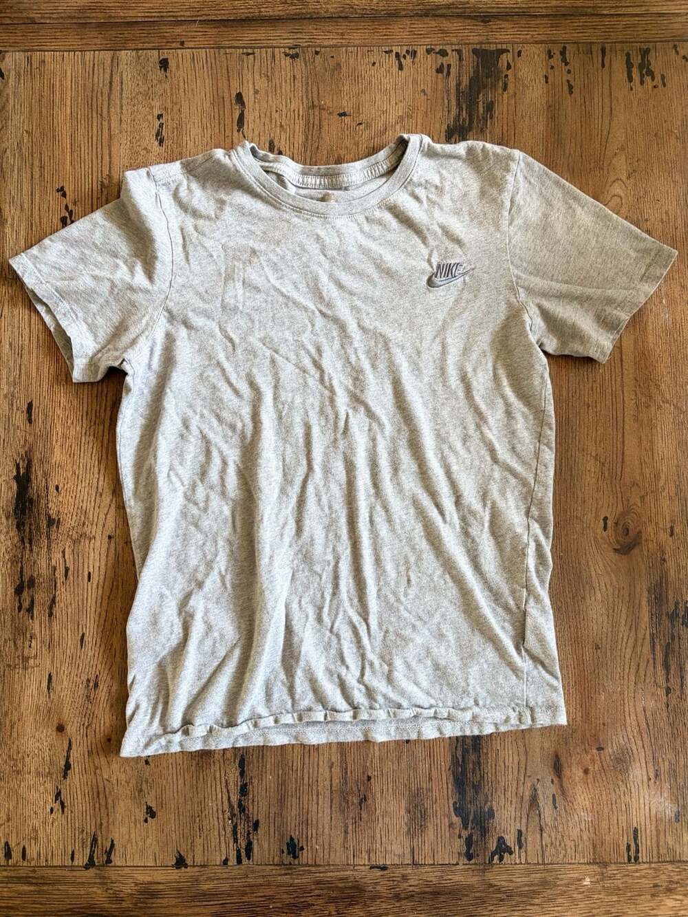 Nike Kid’s Gray Short Sleeve T-Shirt with Embroidered Swoosh Logo